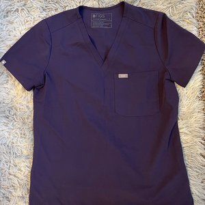 Figs Womens One Pocket Scrub Top-purple shadow S